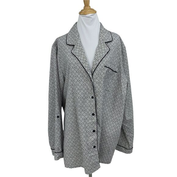 Nordstrom Lingerie Pajama Shirt Women Plus Size 2X Notch Collar Button Night Top - Picture 1 of 10